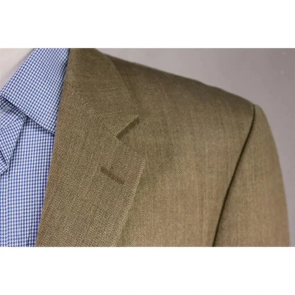 Lauren Ralph Lauren Gold Herringbone Wool-Silk 2-Btn Sportcoat Blazer 42L - Picture 4 of 8